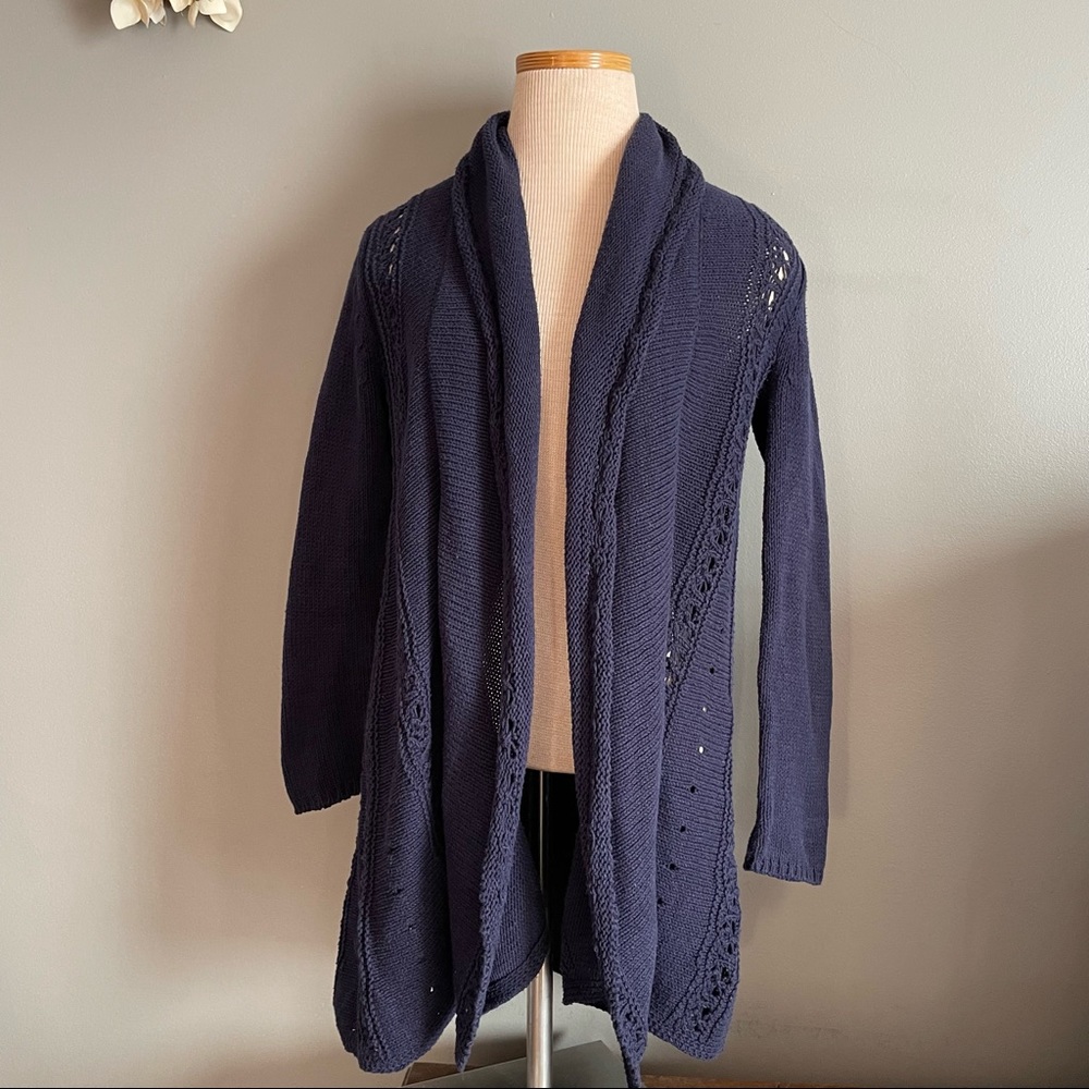 Anthropologie Navy Cardigan Angel of the North
